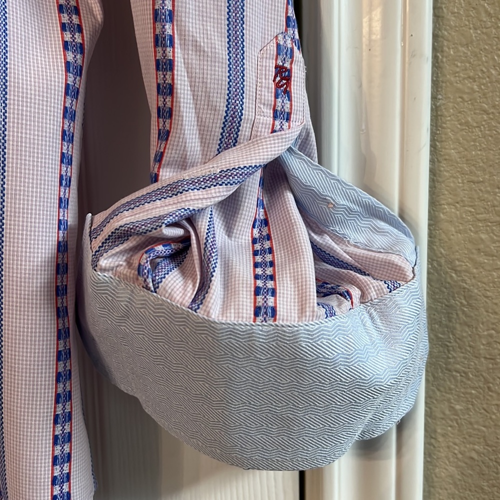 Robert Graham Mens Button Down Shirt Lavender with Blue and red Design Pattern M - Picture 3 of 3